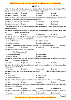 Đề thi thử THPT Quốc Gia môn Tiếng Anh có đáp án ( đề 3 ) - thầy Bùi Văn Vinh