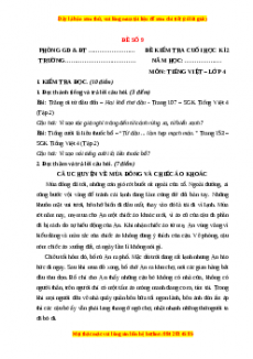 Đề thi cuối kì 2 Tiếng Việt lớp 4 (Đề 9)