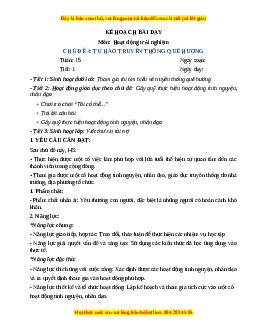 Giáo án HĐTN 3 Tuần 15 Chân trời sáng tạo: Tự hào truyền thống quê hương