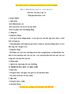 Giáo án Tin học 10 Bài 12 (Cánh diều): Kiểu dữ liệu xâu kí tự - xử lí xâu kí tự