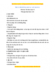 Giáo án Tin học 10 Bài 12 (Cánh diều): Kiểu dữ liệu xâu kí tự - xử lí xâu kí tự