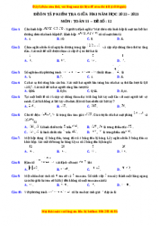 Đề thi giữa kì 1 Toán 11 năm 2022 - 2023 - Đề 12