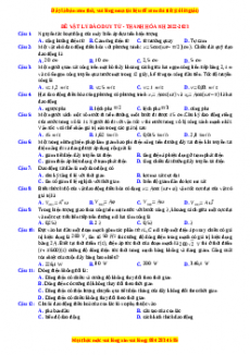 Đề thi thử Vật lí trường Đào Duy Từ - Thanh Hóa năm 2023
