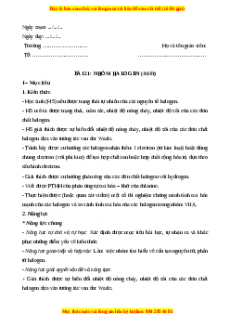 Giáo án Bài 21: Nhóm halogen Hóa học 10 Kết nối tri thức