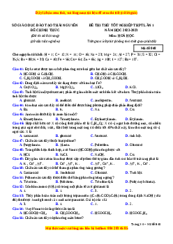 Đề thi thử Hóa học Sở Thái Nguyên lần 1 năm 2023