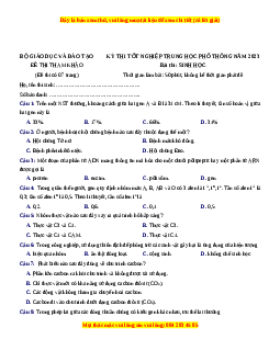 Đề thi thử THPT  Môn Sinh học  lần 1 năm 2023