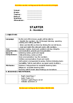 Giáo án Starter Unit Tiếng anh 3 global success