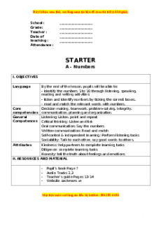 Giáo án Starter Unit Tiếng anh 3 global success