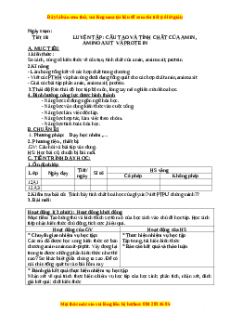Giáo án Hóa 12 học kì I Tiết 18: Luyện tập: Cấu tạo và tính chất của amin, aminoaxit và protein