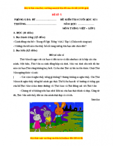 Đề thi học kì 1 Tiếng Việt lớp 2 Chân trời sáng tạo - Đề 5