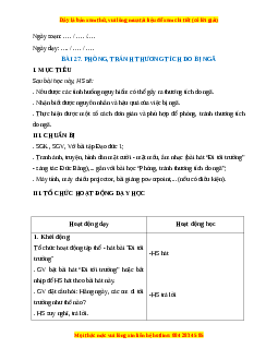 Giáo án Bài 27 Đạo đức 1 Kết nối tri thức: Phòng, tránh thương tích do ngã