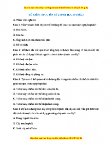 Đề thi giữa kì 2 Sinh học 10 Chân trời sáng tạo (Đề 2)