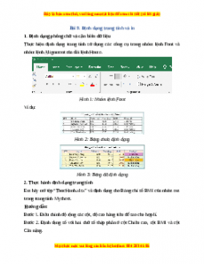 Lý thuyết Bài 9: Định dạng trang tính và in