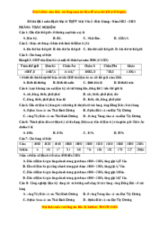 Đề thi học kì 1 Địa lý 11 trường THPT Việt Yên 2 - Bắc Giang