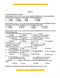 Đề thi trắc nghiệm Tiếng anh 10 năm 2022 - 2023 (Đề 27)