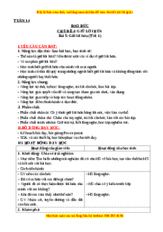 Giáo án Đạo đức 3 Kết nối tri thức Bài 5: Giữ lời hứa (Tiết 1)
