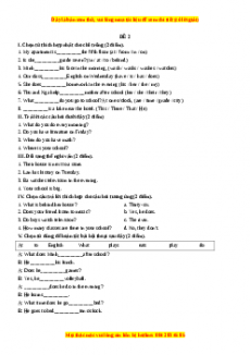 Học kỳ 1: Phần 2 Một số đề kiểm tra học kỳ 1 - Mục B- Đề kiểm tra 1 tiết số 2 -Giáo viên Mai Lan Hương đầy đủ đáp án
