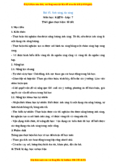 Giáo án Bài 15 Vật lí 7 Chân trời sáng tạo (2024): Ánh sáng, tia sáng
