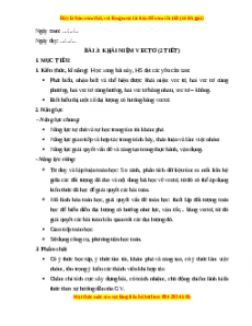 Giáo án Khái niệm vecto Toán 10 Cánh diều