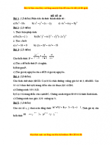 Đề thi cuối học kì 1 Toán 8 năm 2022 - 2023 - Đề 40