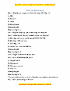 Trắc nghiệm Bài 2: Các thiết bị vào – ra