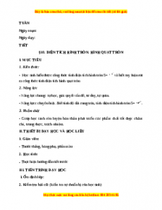 Giáo án Diện tích hình tròn. Quạt tròn Toán 9 Học kì 2