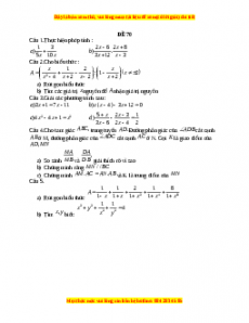 Đề thi giữa kì 2 Toán 8 năm 2023 - Đề 70