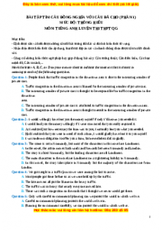 Chuyên đề bài tập Tiếng Anh 12 năm 2023 Dạng 7 - 245 bài Tìm Câu đồng nghĩa với câu đã cho