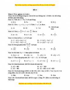 Đề thi cuối học kì 1 Toán 8 năm 2022 - 2023 - Đề 11