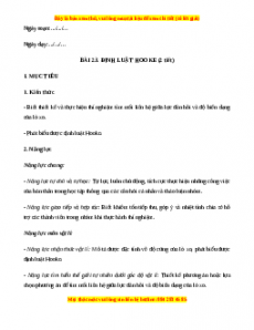 Giáo án Bài 23 Vật lí 10 Chân trời sáng tạo (2024): Định luật Hooke