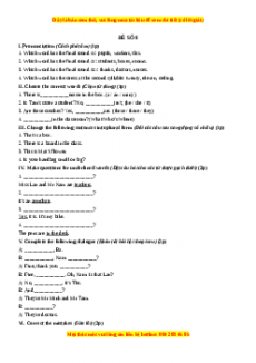 Học kỳ 1: Phần 2 Một số đề kiểm tra học kỳ 1 - Mục A- Đề số 8-Giáo viên Mai Lan Hương đầy đủ đáp án