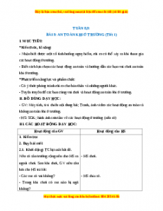 Giáo án  An toàn khi ở trường Tự nhiên xã hội 2 Kết nối tri thức
