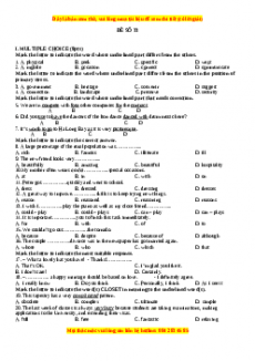 Đề thi trắc nghiệm Tiếng anh 10 năm 2022 - 2023 (Đề 33)