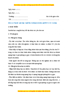 Giáo án Sinh học 7 Kết nối tri thức Bài 24: Thực hành chứng minh quang hợp ở cây xanh