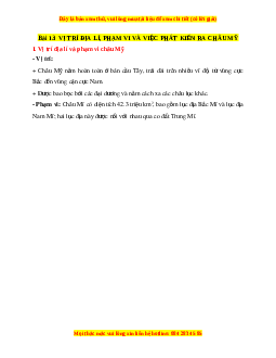 Lý thuyết Địa lý 7 Cánh diều Bài 13: Vị trí địa lí, phạm vi và việc phát kiến ra châu Mỹ