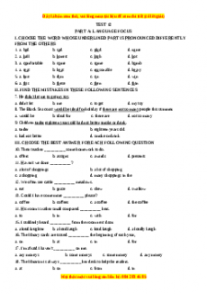 Test 12 - Bộ đề bồi dưỡng học sinh giỏi tiếng Anh toàn diện lớp 6 - Giáo viên Linh Đan
