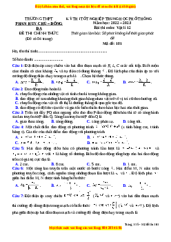 Đề thi thử Vật lí trường Phan Huy Chú - Hà Nội năm 2023