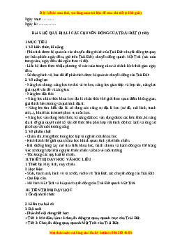 Giáo án Bài 5 Địa lí 10 Kết nối tri thức (2024): Hệ quả địa lía các chuyển động của trái đất