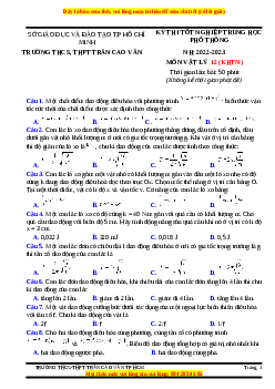 Đề thi thử Vật lí trường Trần Cao Vân - HCM năm 2023
