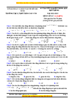 Đề thi thử Vật lí trường Trần Cao Vân - HCM năm 2023
