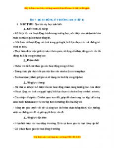 Giáo án TNXH 1 Chân trời sáng tạo Hoạt động ở trường em