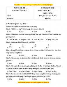 Đề thi cuối kì 2 Toán lớp 5 năm 2023 (Đề 12)