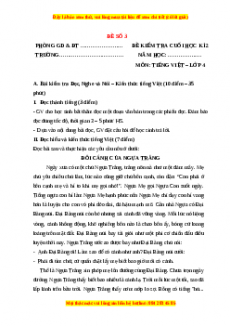 Đề thi cuối kì 2 Tiếng Việt lớp 4 (Đề 3)
