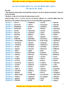 Chuyên đề bài tập Tiếng Anh 12 năm 2023 Dạng 2 - 170 bài Tìm từ có trọng âm khác