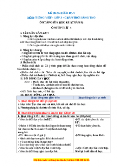 Giáo án Ôn tập giữa học kì I (Tiết 4) Tiếng việt 3 Chân trời sáng tạo