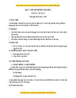 Giáo án Bài 7: Sắp xếp để tìm Tin học 3 Kết nối tri thức