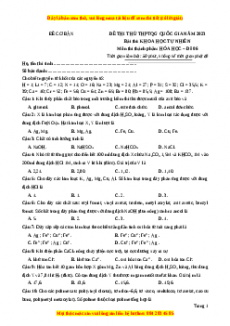 Đề thi THPT Quốc Gia Hóa năm 2023 Beeclass - Đề 6