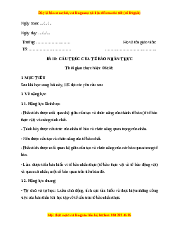 Giáo án Bài 8: Cấu trúc của tế bào nhân thực Sinh học 10 Cánh diều