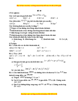 Đề thi giữa kì 1 Toán 8 năm 2023 - Đề 49