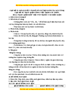 Giáo án Tin học 3 Cánh diều Bài 2: Thực hiện một việc tùy thuộc vào điều kiện